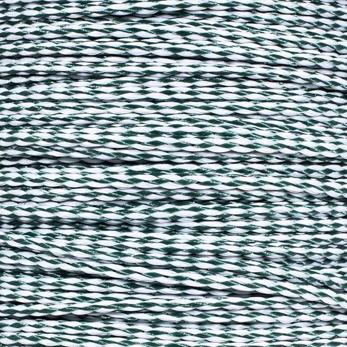 Hollow Braid Polypropylene Rope (1/4 Inch, 100 Feet, Hunter Green and White) - Barrier Rope - Trail Marking, Crowd Control, Golf Courses