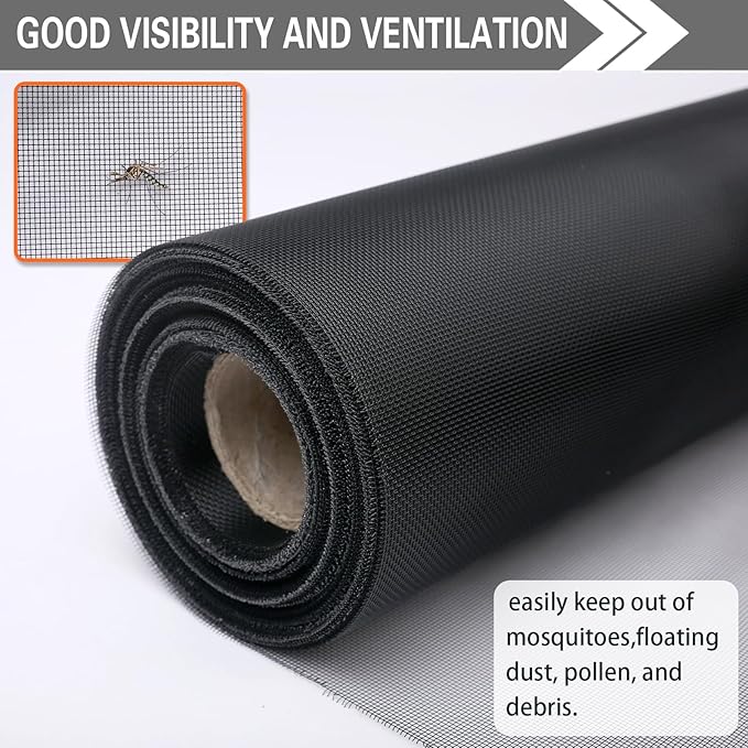 304 Black Stainless Steel Robust & Shielding Window Screen Replacement Mesh Screen, 39IN x 10FT, Perfect for Windows, Doors, Patios & Pets, Mosquito-Proof,Sturdy Screen Mesh Roll (20 Mesh)