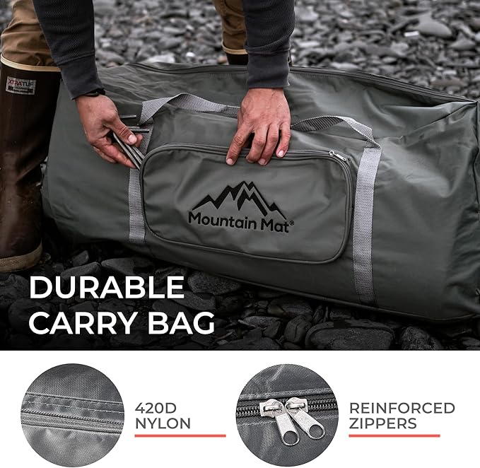 8x20 Black & Gray RV Mat with Carry Bag – Extra Thick 5mm Recycled Poly Rug – Heavy-Duty, Waterproof, Reversible – Premium Outdoor Rug for Camping, Patio, Beach (8' x 20', Black)