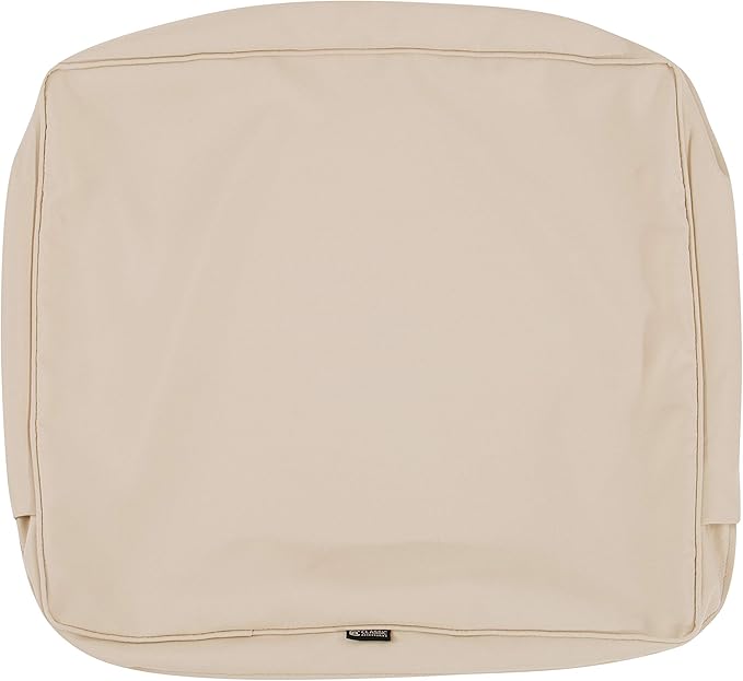 Classic Accessories Montlake Water-Resistant 21 x 22 x 4 Inch Patio Lounge Back Cushion, Antique Beige, Outdoor Loveseat Cushions