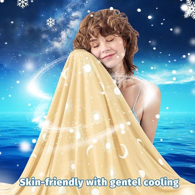 inhand Cooling Blanket Queen Size (90"x90") - Cooled Blankets for Hot Sleepers Lightweight Breathable Summer Blanket for Sleeping Night Sweats to Keep Cool in The Heat -Beige