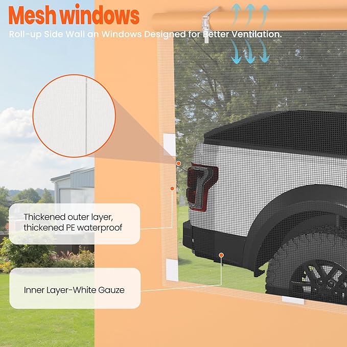 Carport, 13‘ x 20’ Heavy Duty Portable Garage All-Season Car Canopy w/Removable Sidewall & Doors, Carport Canopy Party Tent w/Water-Resistant Tarp for Backyard (Yellow)