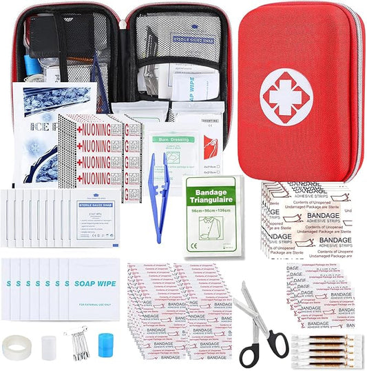 276PCS First Aid Kit Home Car Camping Hiking Emergency Supplies Small Compact Lovely Bag for School Outdoor, Basic Outdoor Essentials Survival Kit for Travel AMORNING