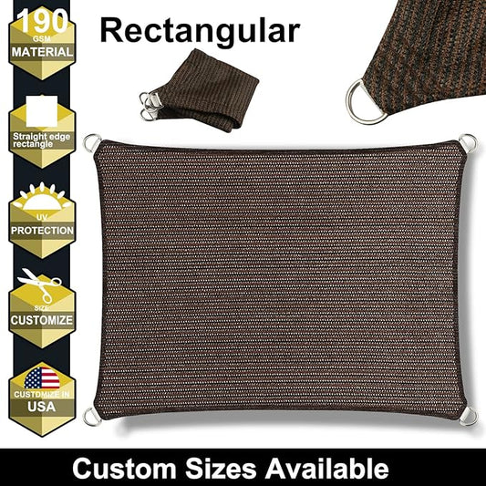 8' x 10' Brown Outdoor Sun Shade Sail Canopy ??UV Resistant Permeable Awning Fabric for Patio, Garden, Backyard, Pergola, Carport, Lawn Shelter Cover