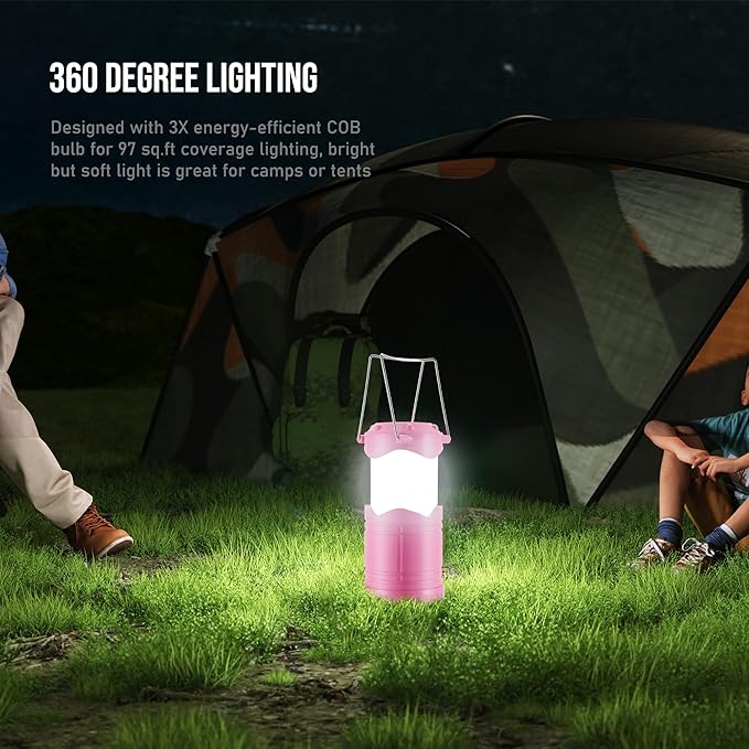 Lichamp LED Camping Lantern, 4 Pack Battery Powered Flashlight for Power Outages, Portable Collapsible Hanging Light Essential for Home, Outdoor, Emergency Lamp Survival Kit Gear for Hurricane, C1