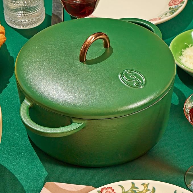 Great Jones Dutch Baby Dutch Oven with Lid (Broccoli, 3.5-Quart) | Enameled Cast Iron, Round Shape | Safe for Stovetops & Ovens up to 500°F | Space-Saving & Dishwasher-Friendly | Small-Batch Cooking
