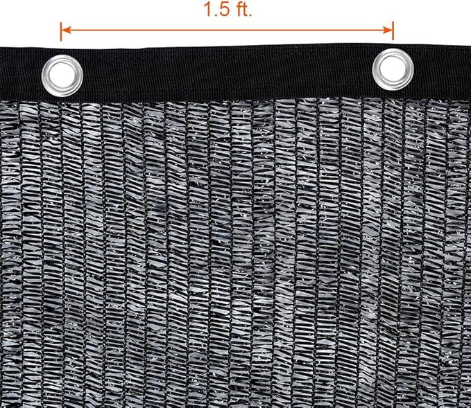 Agfabric 12 X 20ft 50% Sunblock Shade Cloth with Grommets for Garden Patio, Black