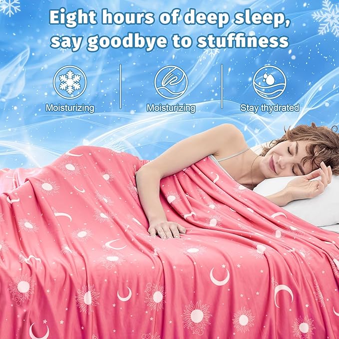 inhand Cooling Blanket Twin Size (60"x80") - Cooled Blankets for Hot Sleepers Lightweight Breathable Summer Blanket for Sleeping Night Sweats to Keep Cool in The Heat -Peach Pink