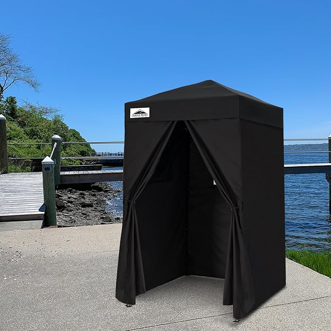 EAGLE PEAK Flex Ultra Compact 4x4 Pop-up Canopy, Sun Shelter, Changing Room, Portable Privacy Canopy Cabana for Pool, Fashion Photoshoots, or Camping, Black