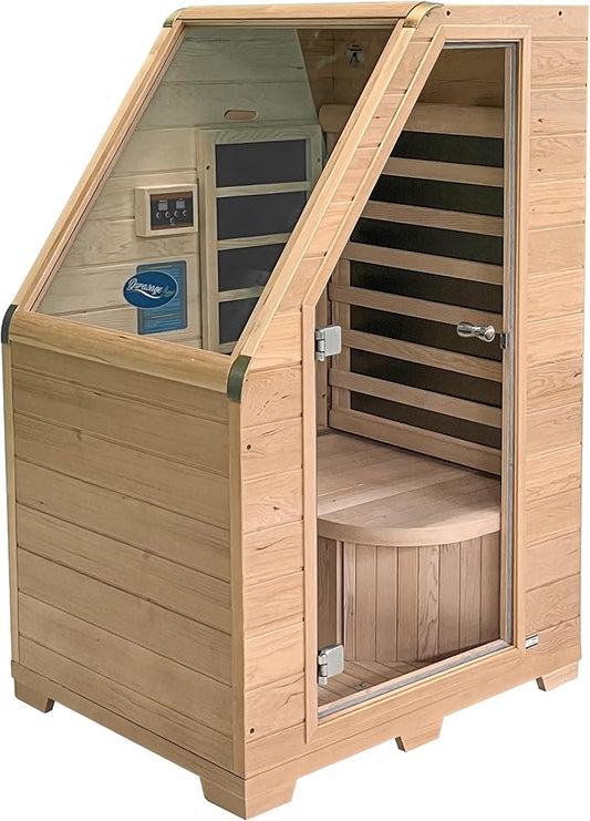 Durasage 1-Person Carbon Infrared Sauna for Home Use – Indoor Hemlock Wood Sauna with 760W Heating Panels, Digital Touchpad, Relaxation Spa, Easy Assembly, Full Body Detox, Stress Relief