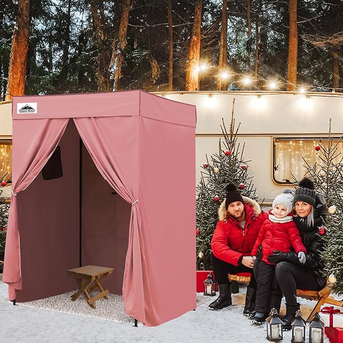 EAGLE PEAK Flex Compact 5x5 Pop-up Canopy Changing Room, Portable Privacy Dressing Room for Indoor Fashion Photoshoots, Camping, or Pool, Pink