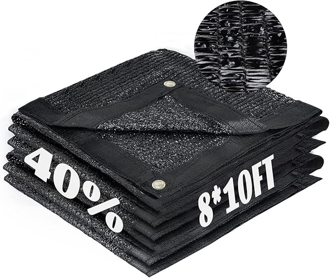 Cool Area 40% Sun Shade Cloth Mesh Tarp with Grommets for Plant Cover 8x10ft Patio Canopy Garden Pergola Blackhouse Car Barn Kennel Black