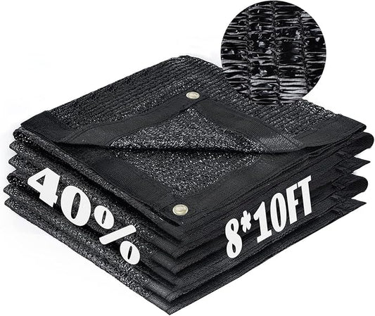 Cool Area 40% Sun Shade Cloth Mesh Tarp with Grommets for Plant Cover 8x10ft Patio Canopy Garden Pergola Blackhouse Car Barn Kennel Black