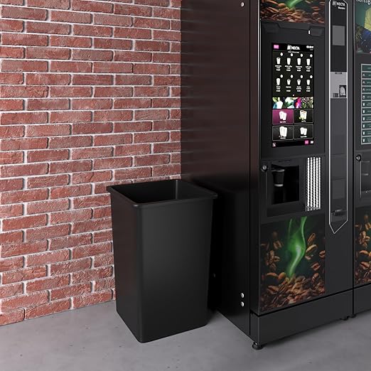 35 Gallon Black Square Commercial Trash Garbage Can | Outdoor Office Restaurant School Kitchen