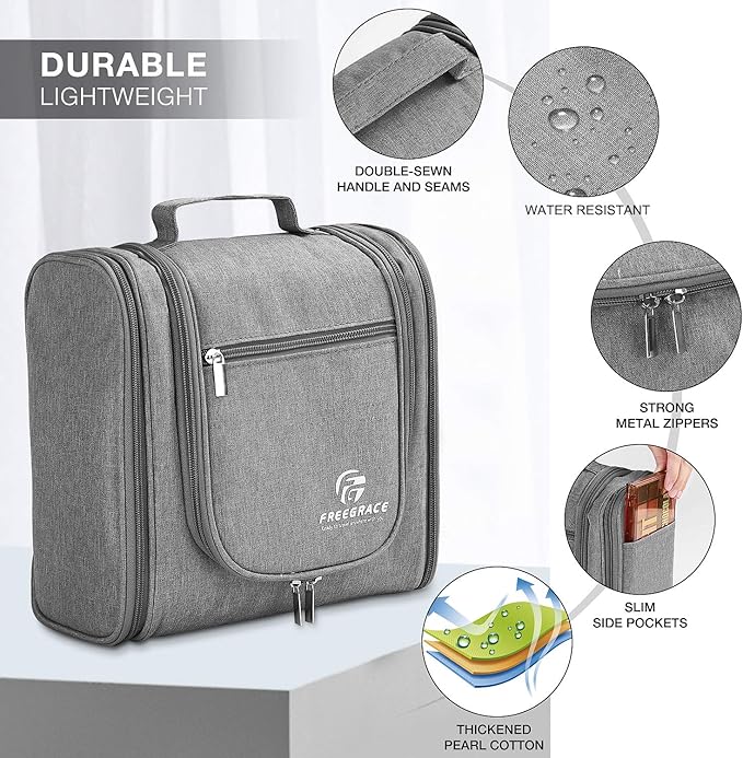 Hanging Toiletry Bag Extra Large Capacity | Premium Travel Organizer Bags For Men And Women | Durable Waterproof Nylon Bathroom, Shower, Makeup Bag For Toiletries, Cosmetics, Brushes