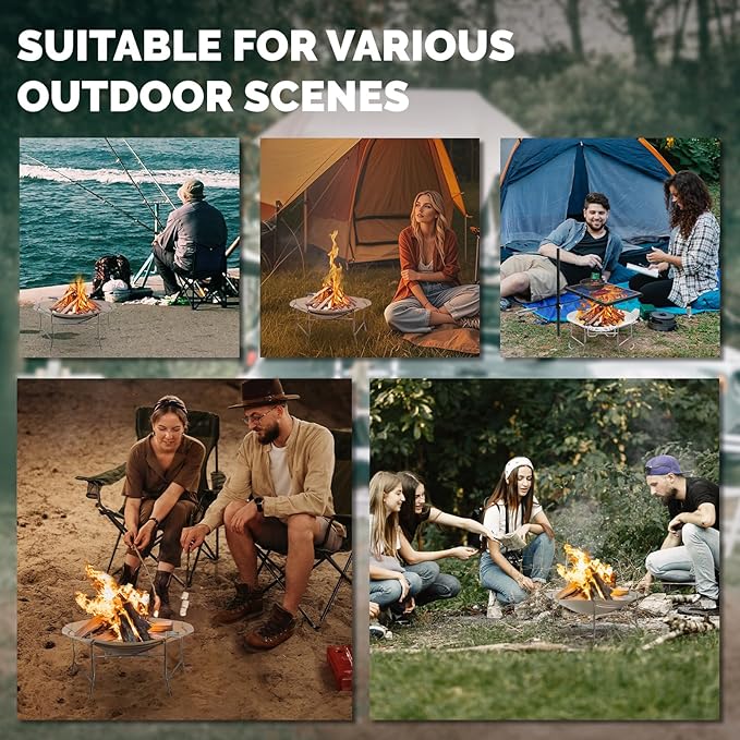 ActDoer Portable Camping Fire Pit - 17 inch Wood Burning Fire Pit with Storage Bag - Camping, Picnics, Backpacking, Outdoor Heating