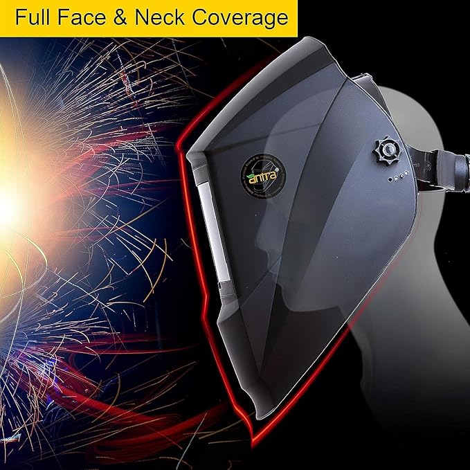 Antra True Color Auto Darkening Welding Helmet - Large Window 13.5 Sqi, Wide Variable Shade 4/5-13, Low TIG Amp Rating 2A - Precision Protection for Welding Excellence