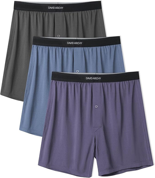 DAVID ARCHY Mens Boxer Shorts Underwear Quick Dry Breathable Mens Boxers Moisture Wicking Boxers for Men 3 or 5 Pack