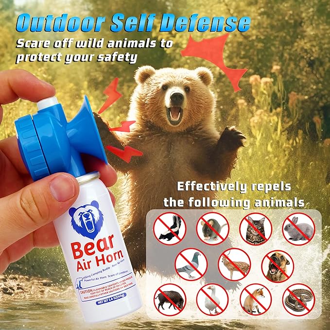 1.4oz Bear Horn for Self Defense, 123dB Loud Mini Air Horn, Audible Up to 1/2 Mile, Safety Air Horn for Hiking,Camping and Outdoor Protection（1.2.4）