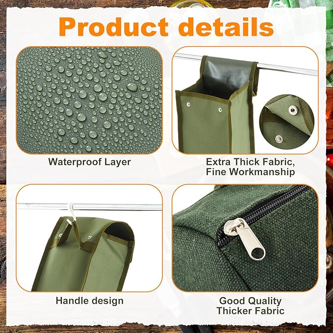 Amylove 2 Pcs Grill Utensil Storage Bag Waterproof Barbecue Grill Tool Accessory Storage with Zipper Foldable Extra Thick Oxford Cloth BBQ Tool Carry Bag for Camping Hiking Barbecue Outdoor(Green)