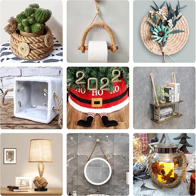 48 feet 1Inch Thick Manila Rope, JANNO Natural Twisted Hemp Rope for Tug War Home Garden Decorating, Hammock, Railings, Landscaping, Boat Fixing, Packing, DIY Arts Crafts, Cat Scratching Post and More