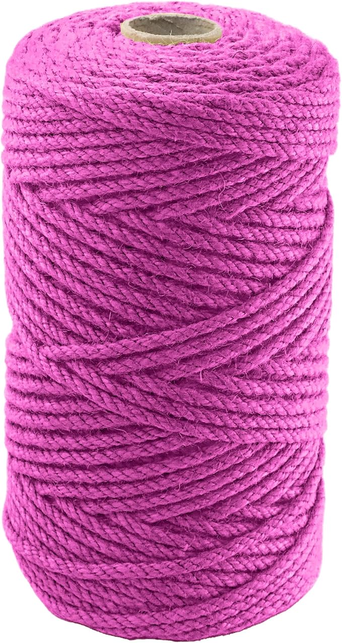 4mm x 200 Feet Pink Jute Rope, Twine for Gardening Tomato Climbing Plant Tie Floristry Crafts Gift Wrapping Packing Decor