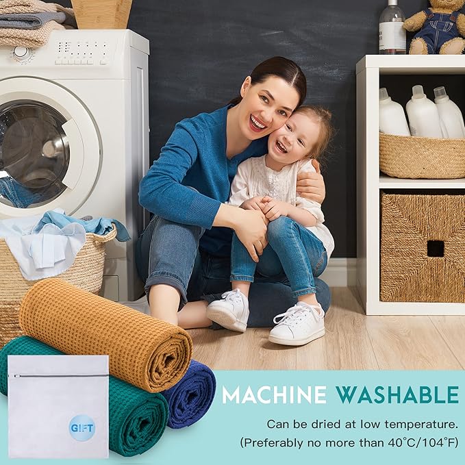 AmyHomie Cooling Waffle Blanket King Size, 100% Rayon Derived from Bamboo, Cool Summer Blanket for Hot Sleepers Soft Comfy Lightweight Blankets for All Seasons (Orange Yellow, 108×90in)