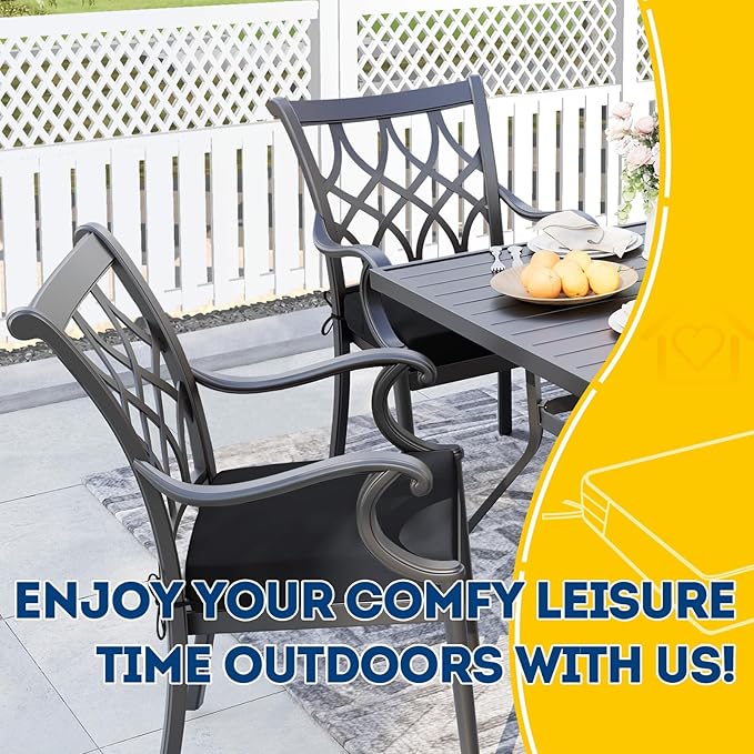 AAAAAcessories Outdoor Seat Cushions for Chairs, Waterproof, Fade-Resistant Patio Furniture Replacement Cushions, 18" x 18" x 2", Set of 2, Black