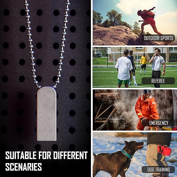KeyUnity Titanium EDC Whistle Outdoor Emergency Whistle for Keychain, Comes with Necklace to Hang on Neck