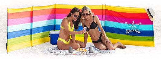 Premium 20 ft Beach Windscreen, Privacy Screen, Wind Blocker - Beach Colors, Free Rubber Mallet and Carry Bag Included
