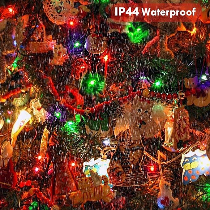 Extra-Long String Lights Outdoor Indoor, 200 LED Upgraded Super Bright Christmas Lights, Waterproof 8 Modes Plug in Clear Wire Fairy Light for Bedroom Party Wedding Garden Patio Tree (Red & Green)