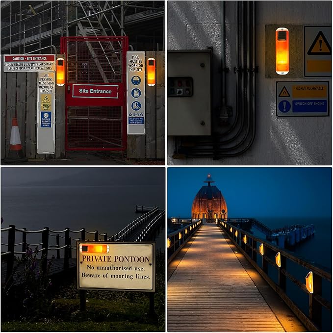 Aolyty Solar Strobe Warning Light Sensitive LED Warning Lamp Super Bright IP54 Waterproof Light Control Flashing Beacon Barricade Construction Safety Road Signs Flash Traffic Lights (Yellow)