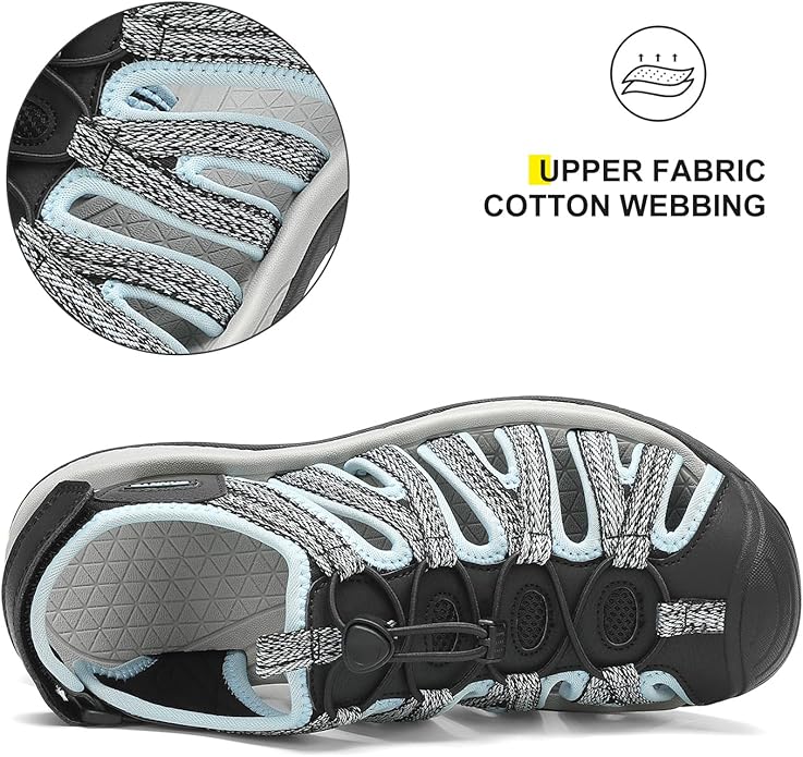 Dannto Women's Closed Toe Hiking Sandals Walking Water Sandal Comfort Athletic Sport Outdoor Sandals