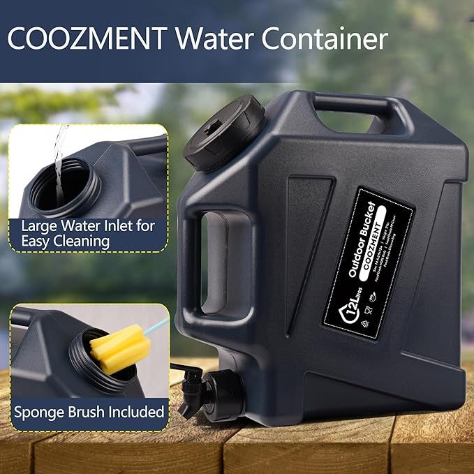 3.2 Gallon/5 Gallon Water Containers with Spigot, BPA Free Water Jug, Military Green Water Tank, Multifunction Water Storage Containers for Camping Outdoor Hiking,Emergency Stroage