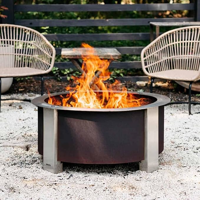 Breeo Smokeless Fire Pit (X Series 30, Corten Steel) | 34.5 inch Smokeless Firepit for Outside | 94 Pounds | Ideal for Families Compatible with Wide Range of Breeo Accessories