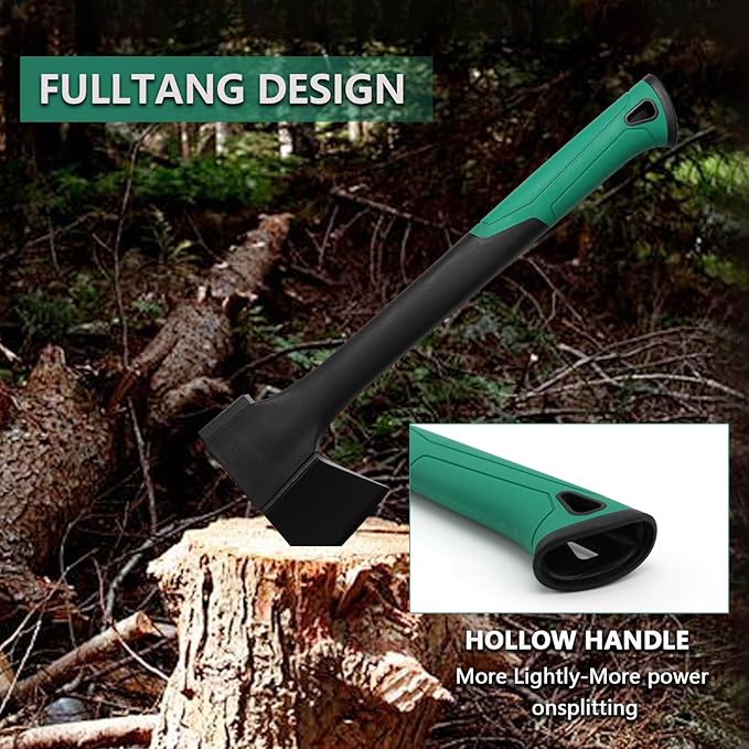 Camping Hatchet 17.6 Inch,Survival Hatchet Tactical for Wood Chopping and Kindling,Hatchet Axewith V Grind Blade, Lightweight Nylon Fiber Handle,for Outdoor Survival, Gardening, Hiking(S)