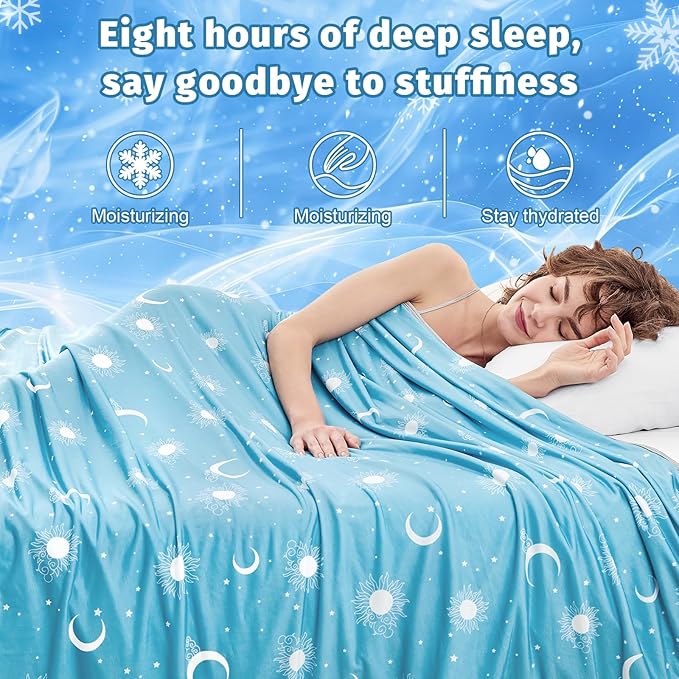 inhand Cooling Blanket Twin Size (60"x80") - Cooled Blankets for Hot Sleepers Lightweight Breathable Summer Blanket for Sleeping Night Sweats to Keep Cool in The Heat -Aqua