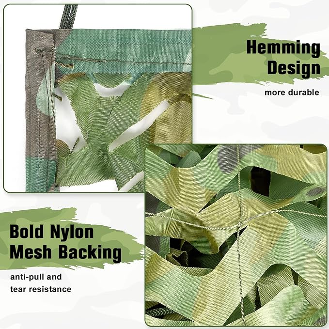 Camo Netting Camouflage Netting 20x20 10x20 10x10 Bulk Roll Burlap Camo Tarp Sunshade Net for Hunting Blind Dinosaur Birthday Jungle MilitaryTheme Party Decoration Camping Shooting