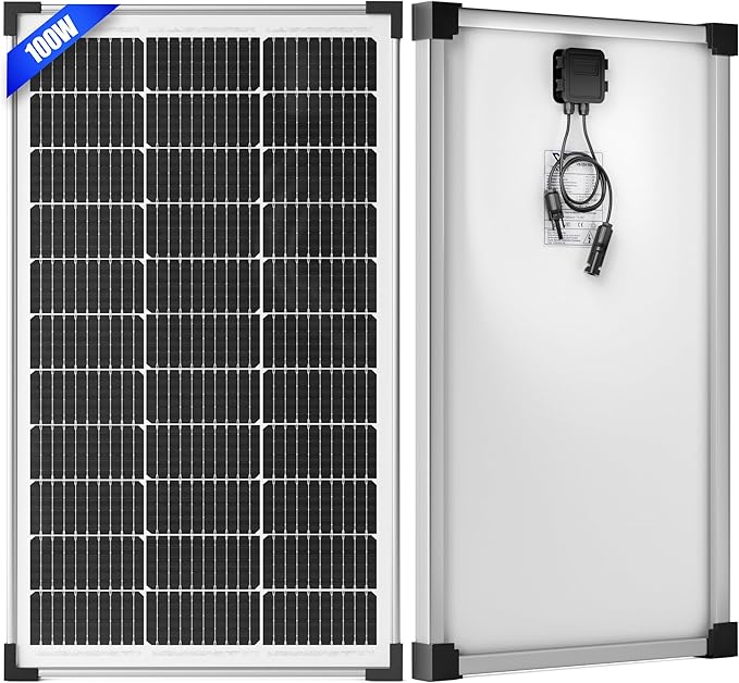 100W 12V Solar Panel, High Efficiency 9BB Cell Monocrystalline Solar Panels IP67 Waterproof, Suitable for RV, Marine, Rooftop, Home, Yacht, Off-Grid Applications (100W Single Panel)