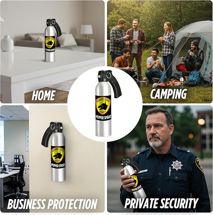 Guard Dog Security Large Self Defense Pepper Spray 24 oz, Maximum Strength Self-Defense Spray with Pistol Grip, 45-Foot Range, Easy Access Outdoor Personal Protection, Crowd Control