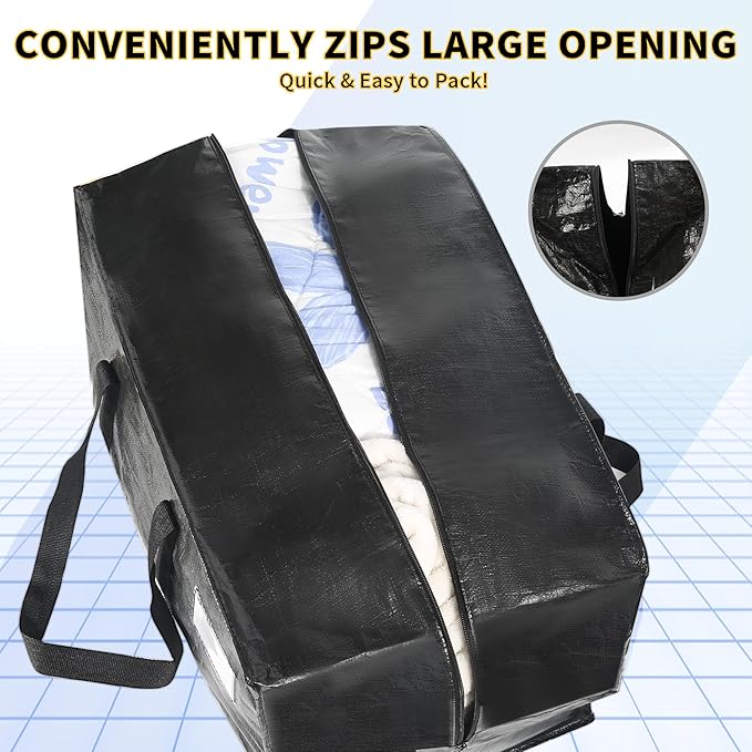 Heavy Duty Extra Large Moving Bags,58 Gallon Jumbo Packing Bags,Huge Moving Storage Bags with Strong Zippers & Carrying Handles,Reusable Big Moving Storage Bags for College Dorm Travel 2Pack