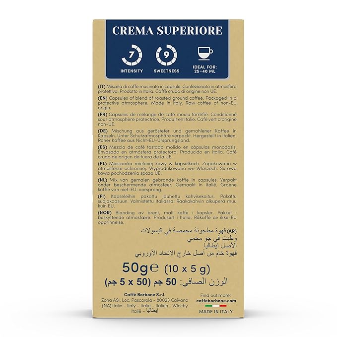 Caffe Borbone Aluminum Coffee Pods, Compatible with Nespresso Original Machines, Crema Superiore, Medium Roast, Creamy and Smooth, Genuine Italian Coffee - 50 Count