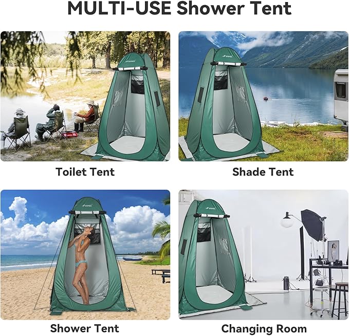 Pop Up Shower Tent, Portable Dressing Changing Tent Outdoor with Carry Bag for Camping, Beach & Hiking,75” x 48”x 48”