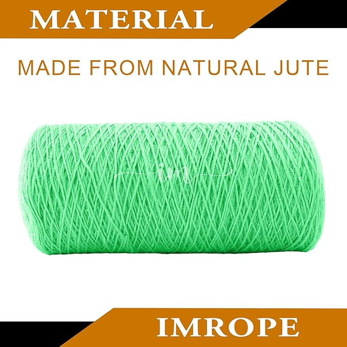 1mm x 2000 Feet Light Green Jute Rope, Twine for Gardening Tomato Climbing Plant Tie Floristry Crafts Gift Wrapping Packing Decor