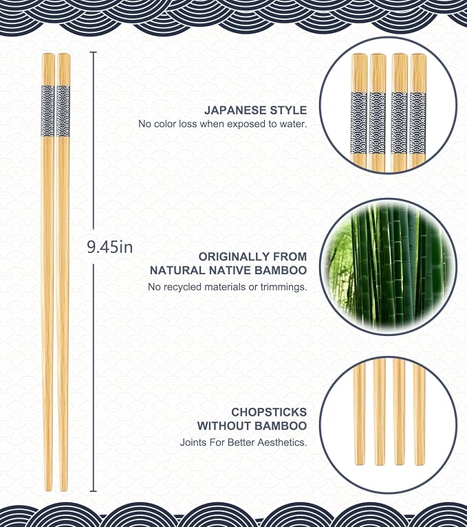 500 Pairs Bamboo Chopsticks Disposable | Reusable | Separated | Bulk | Chinese | -（9.45in）