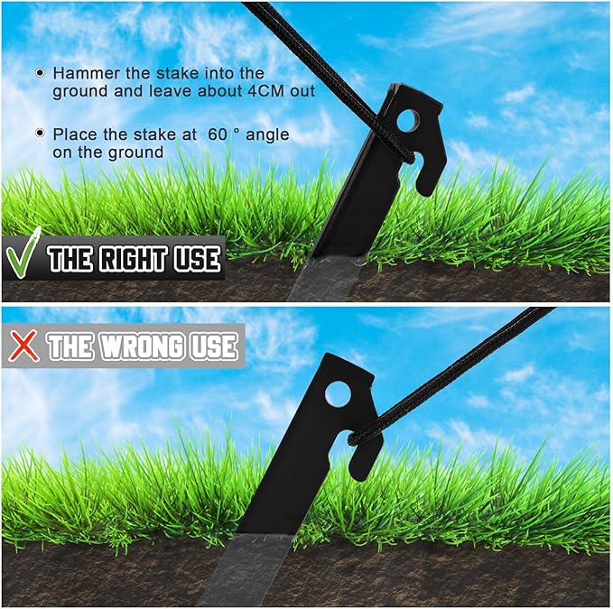 Deekin Plastic Tent Stakes 9 Inch Heavy Duty Tent Pegs Spike Hook Stakes for Summer Beach Garden Decorations Camping Outdoor Lawn Tarp