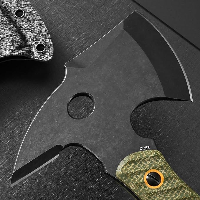 C1342 Camping Axes,DC53 Steel Blade Micarta Handle Chopping Axe Bushcraft Camping Axes Survival Hatchet Full Tang Axe for Hiking Hunting Camping Splitting Chopping Wood(Green)