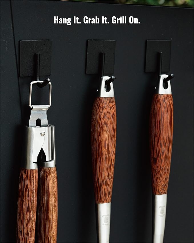 Heavy-Duty Panga-Panga BBQ Grilling Tools Set. Extra Thick Stainless Steel Multi-Function Spatula, Fork & Tongs | Essential Accessories for Barbecue & Grill. Ideal Gift for Father