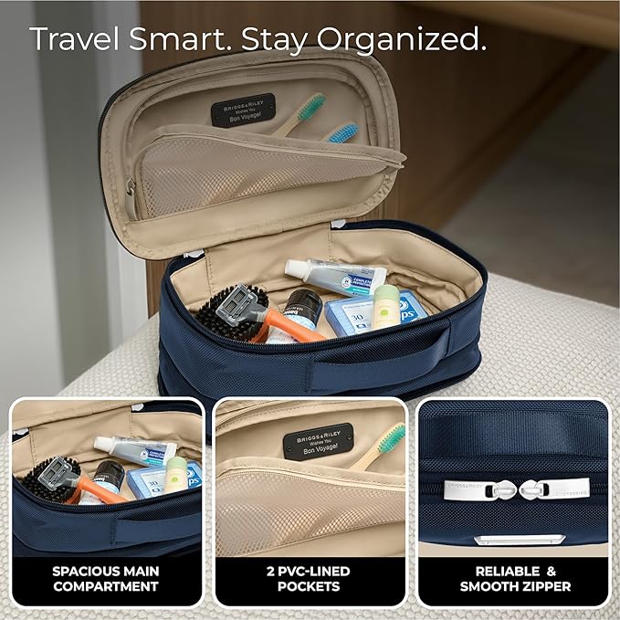 Briggs & Riley Toiletry Kit - Travel Bags for Women & Men, Organizer for Vacation, Dopp Kit for Bathroom Accessories, Makeup, & Skincare