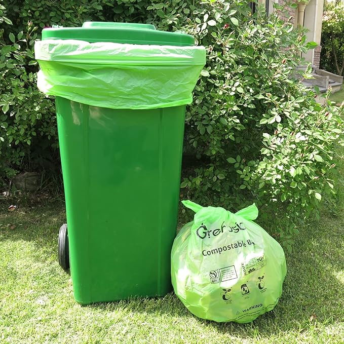 Compostable Bags,Trash bags 13+ gallon tall kitchen, Compostable Trash Lawn & Leaf Yard Waste Bags,Kitchen Compost Trash Bin Compatible,Extra Thick1.01 Mills,Certified by BPI and OK Compost(50count)